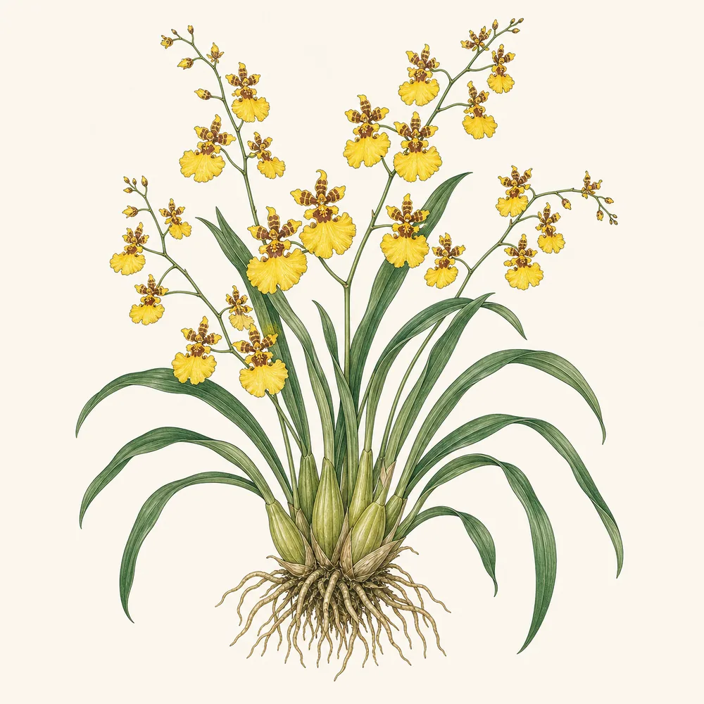 Botanical illustration of Oncidium Orchid