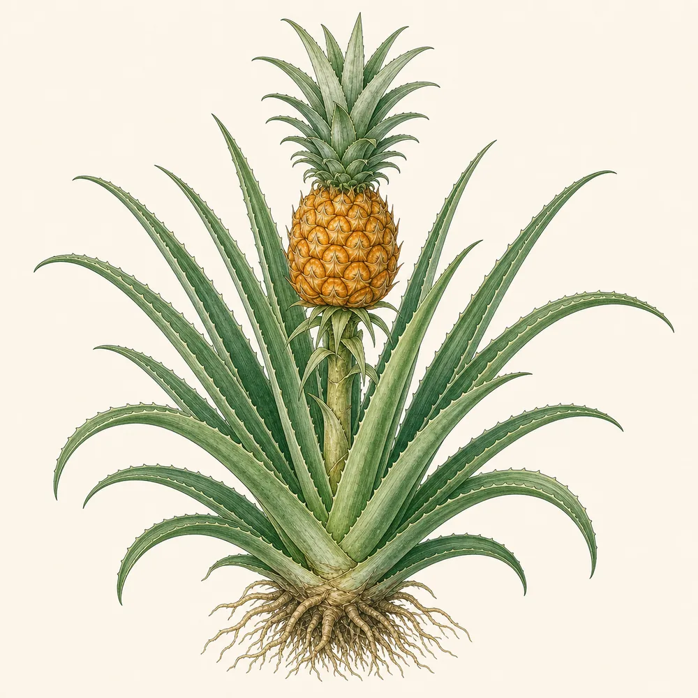 Botanical illustration of Ornamental Pineapple
