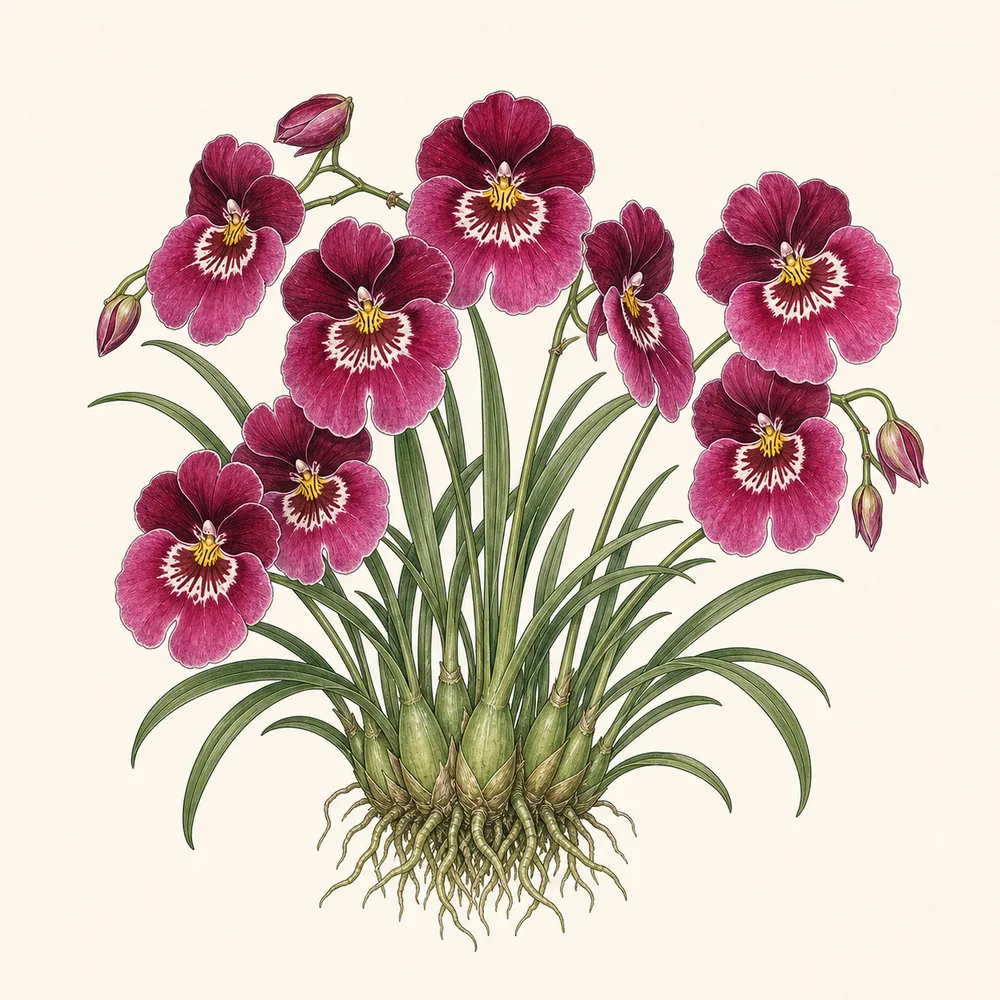Botanical illustration of Pansy Orchid