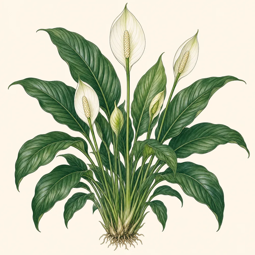 Botanical illustration of Peace Lily