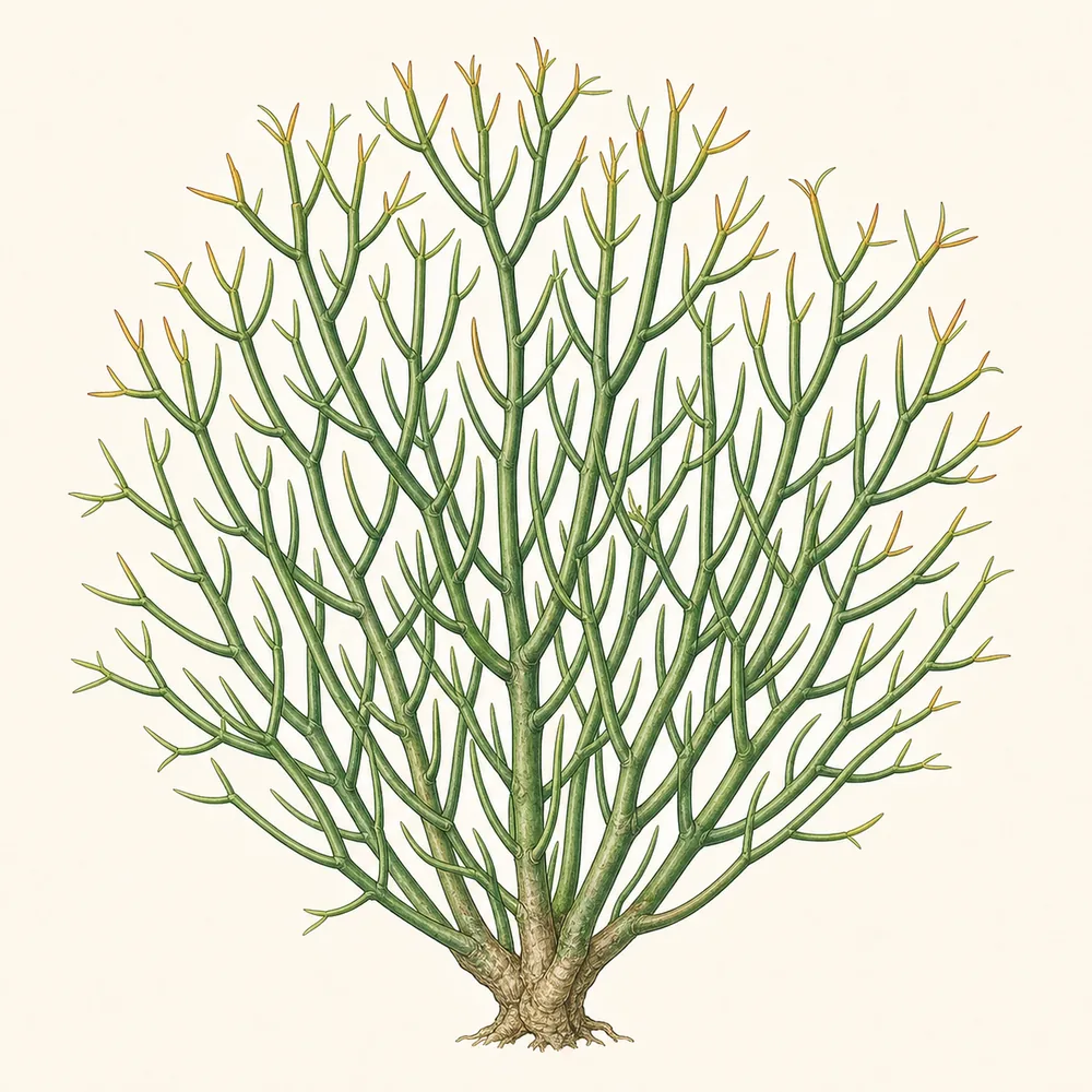 Botanical illustration of Pencil Cactus