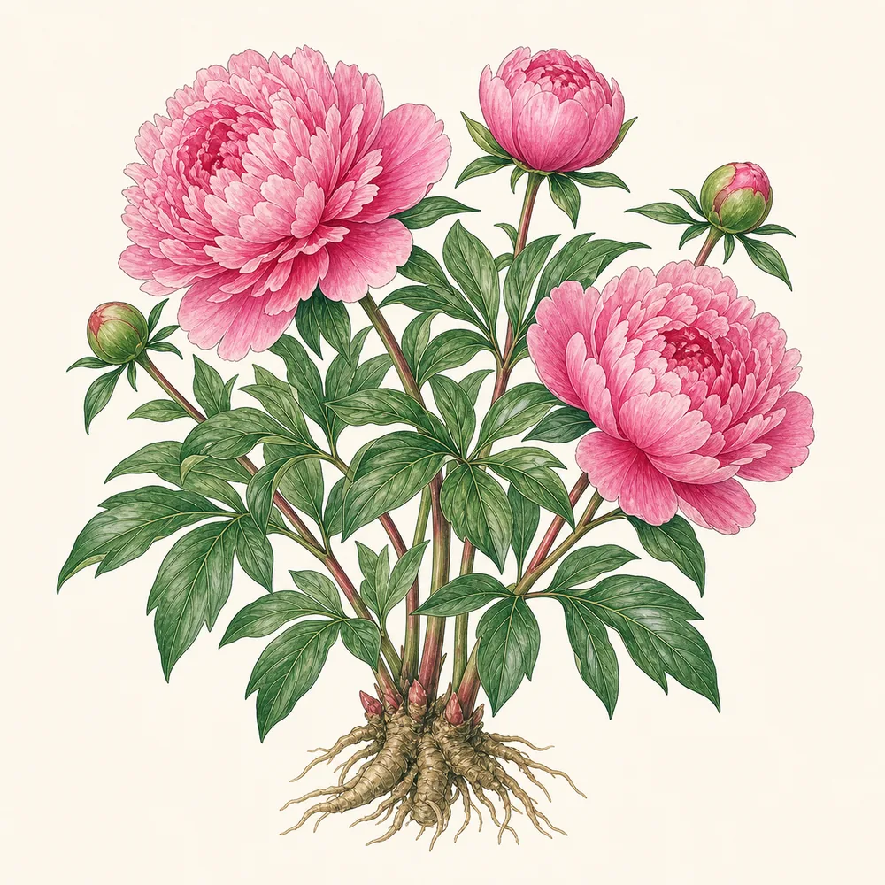 Botanical illustration of Peony