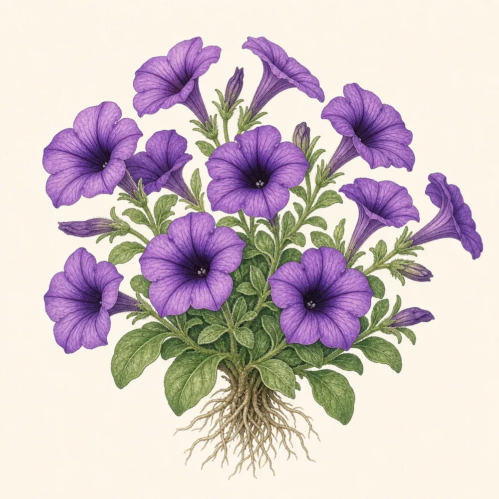 Botanical illustration of Petunia
