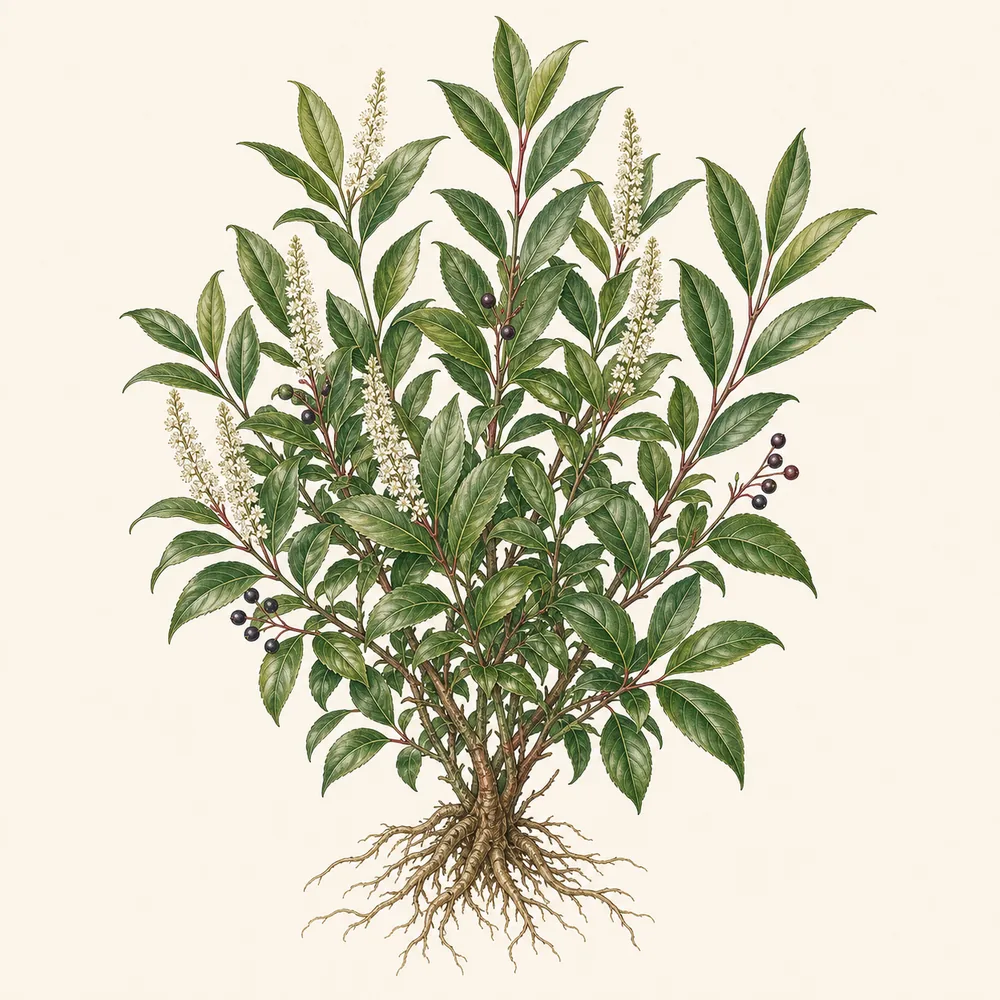 Botanical illustration of Portugal Laurel