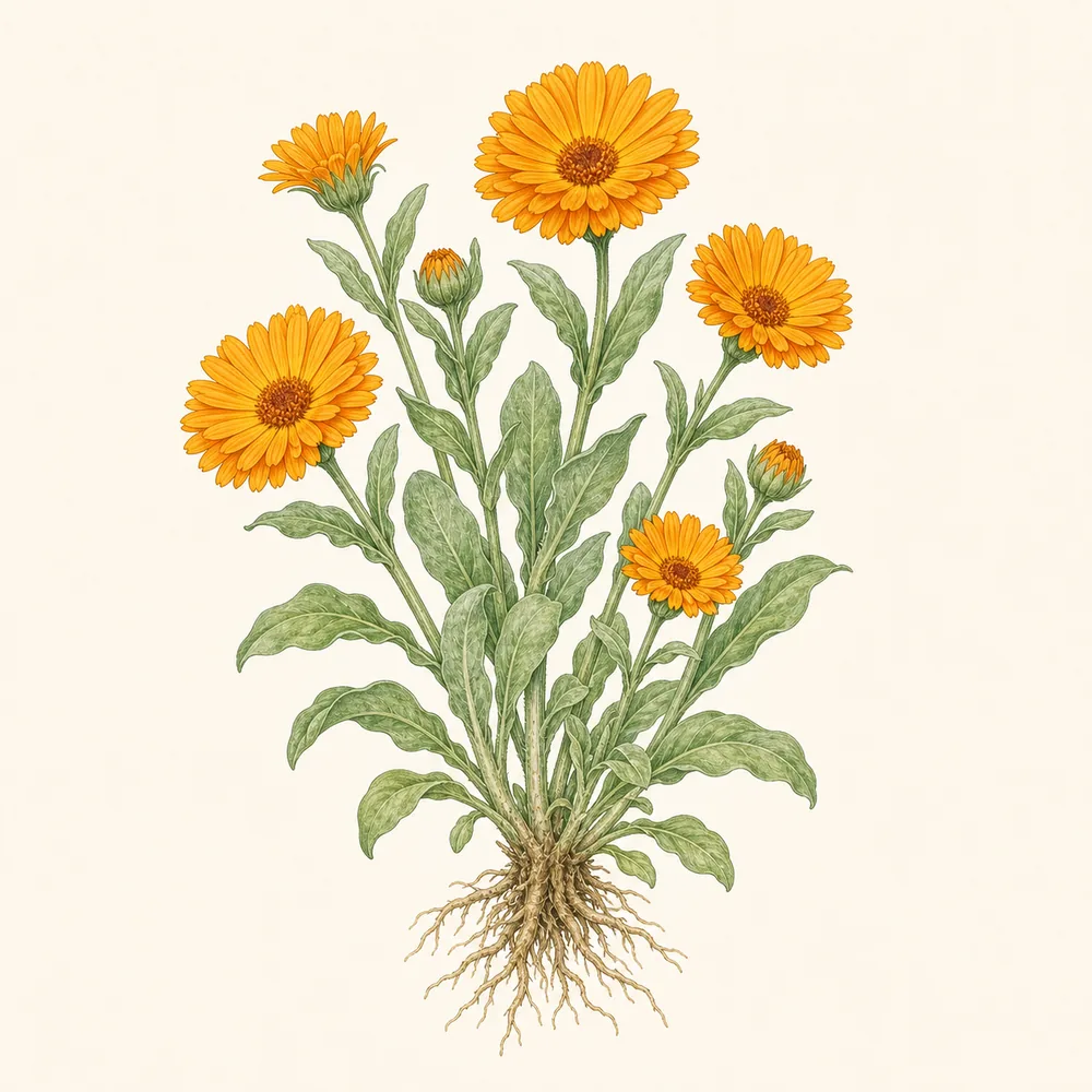 Botanical illustration of Pot Marigold
