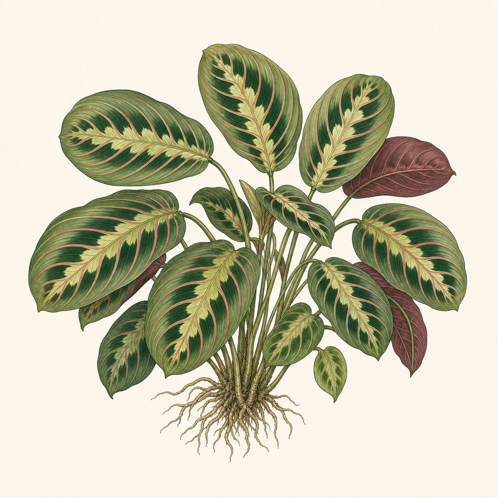 Botanical illustration of Prayer Plant