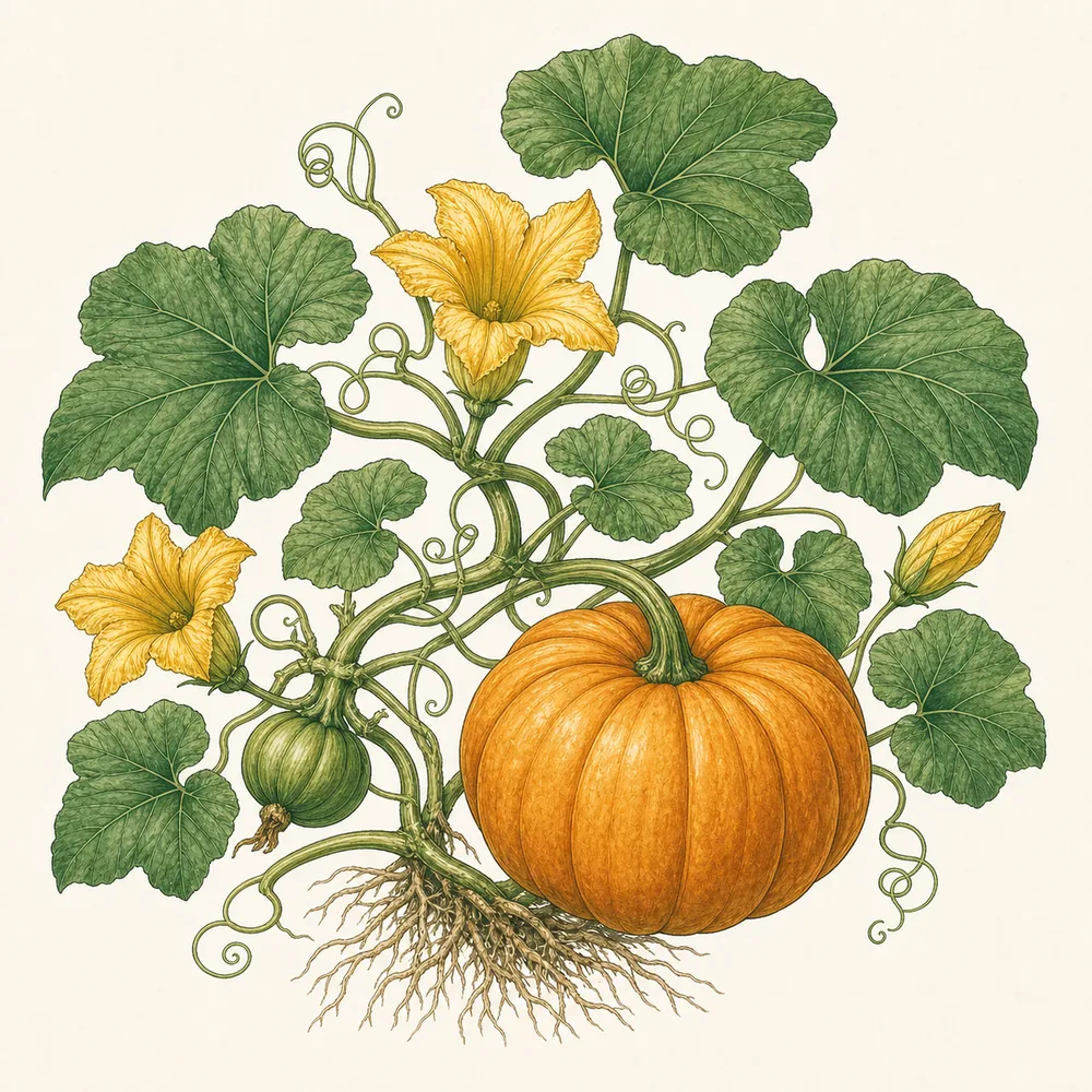 Botanical illustration of Pumpkin
