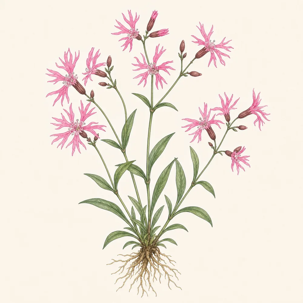 Botanical illustration of Ragged Robin