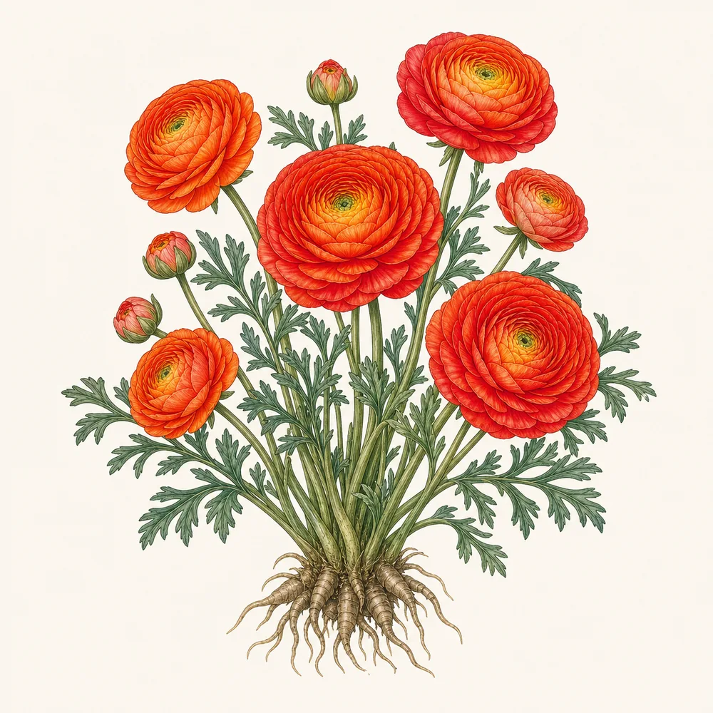 Botanical illustration of Ranunculus