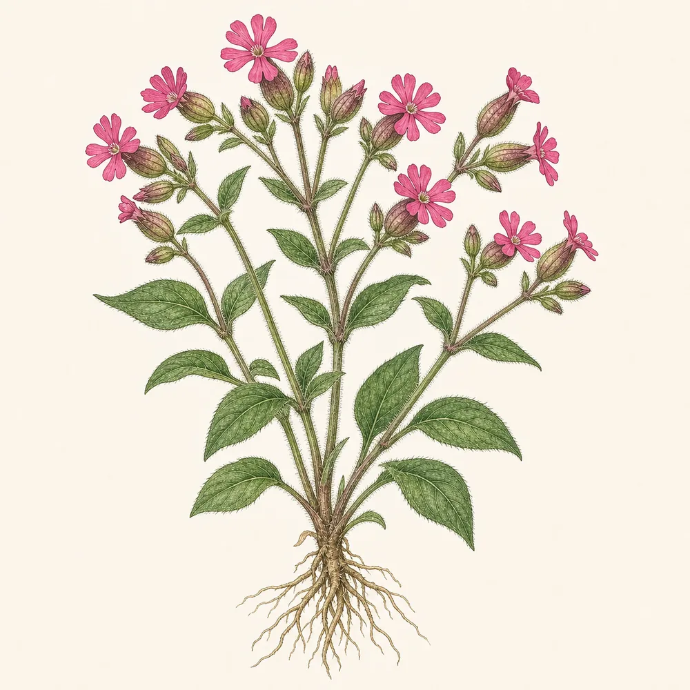Botanical illustration of Red Campion