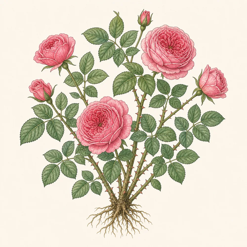 Botanical illustration of Rose