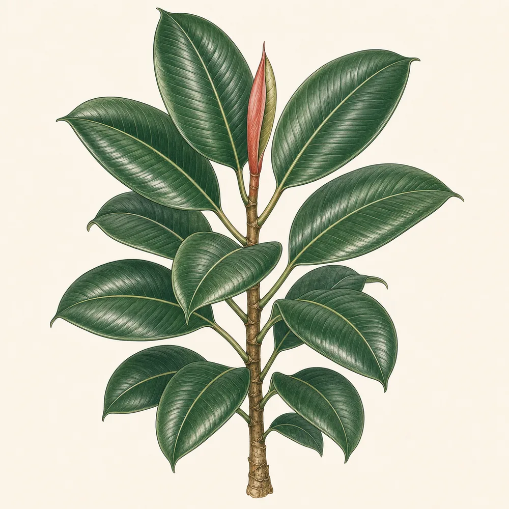 Botanical illustration of Rubber Plant