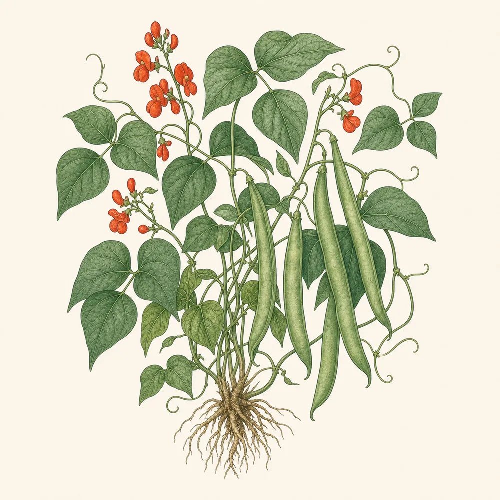Botanical illustration of Runner Bean