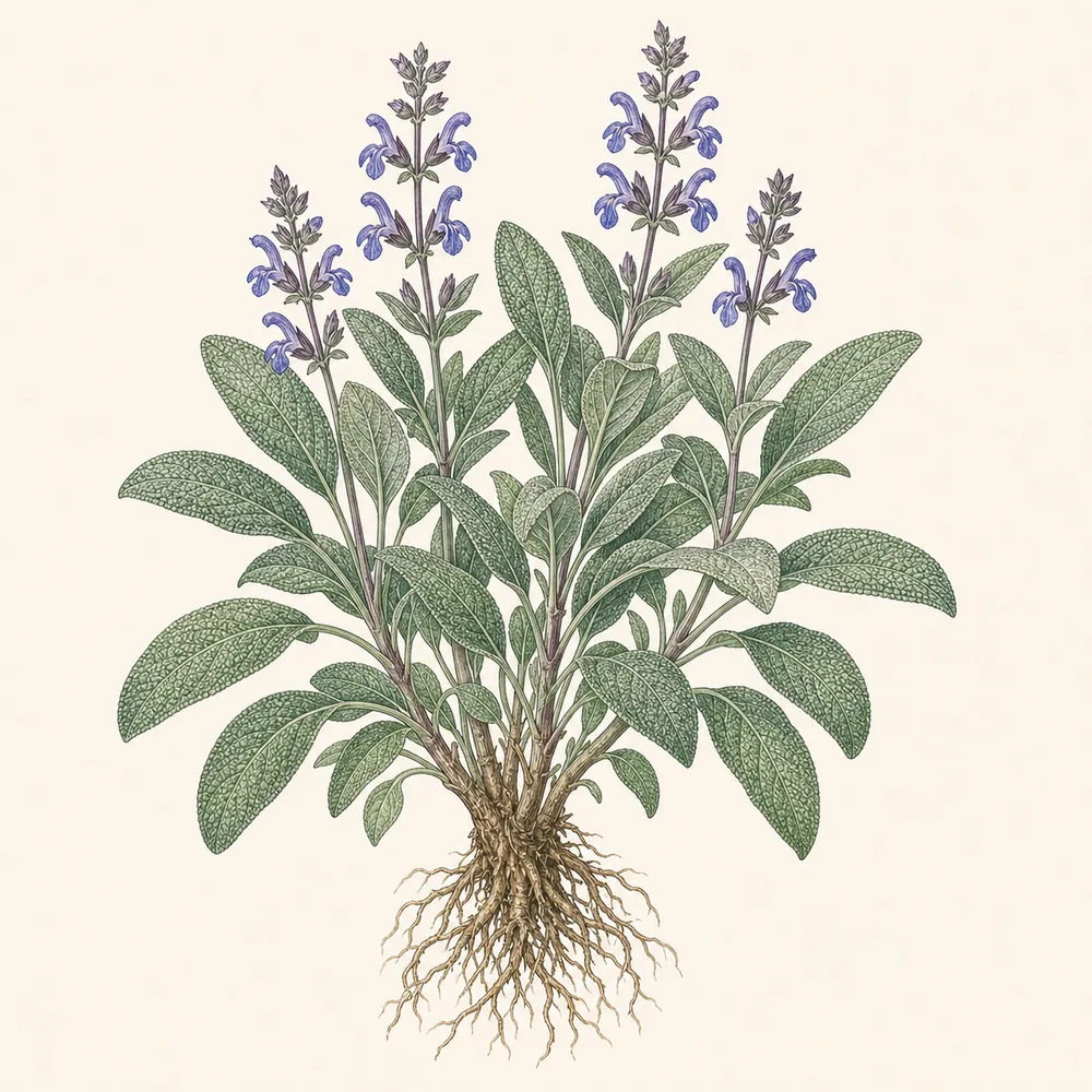Botanical illustration of Sage