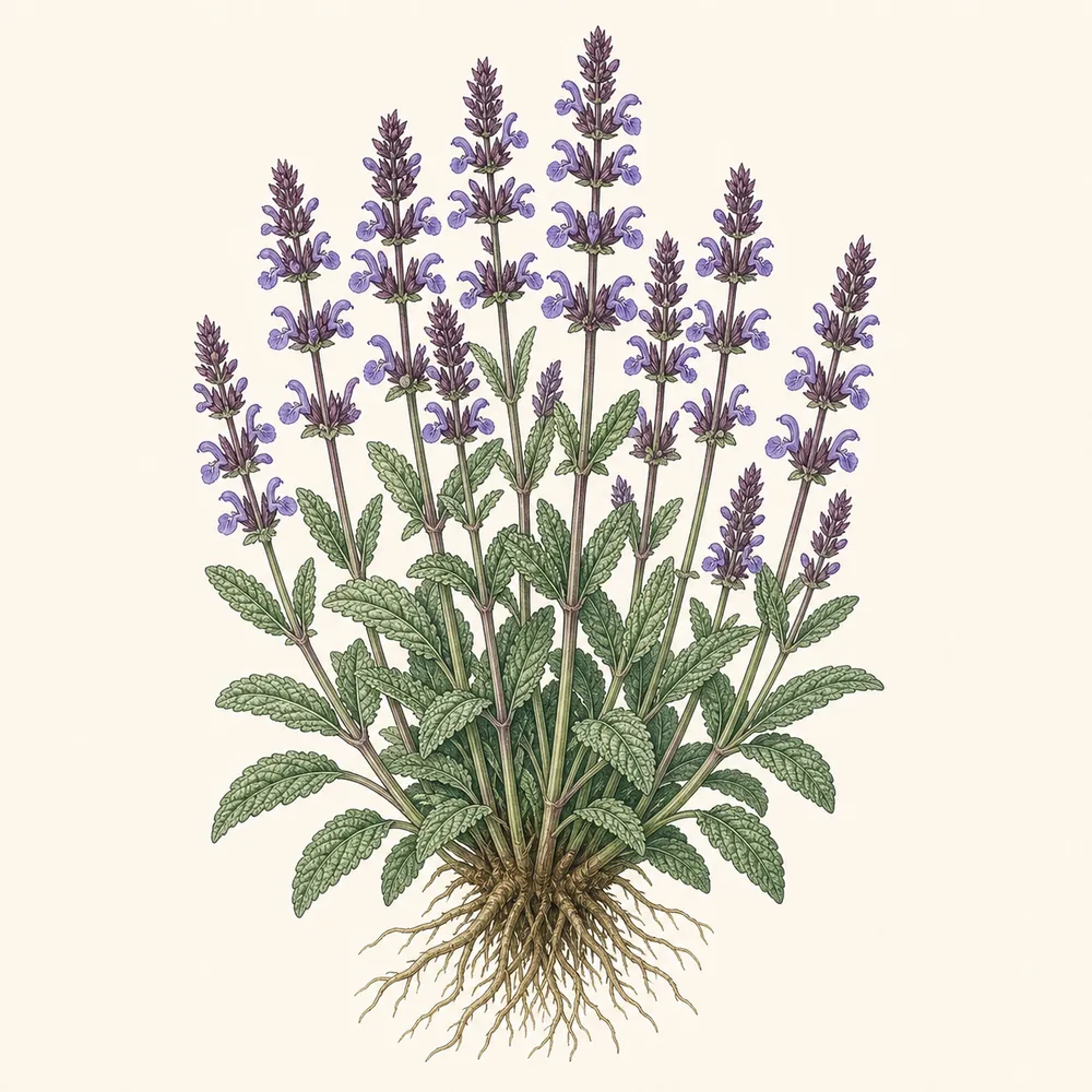 Botanical illustration of Salvia