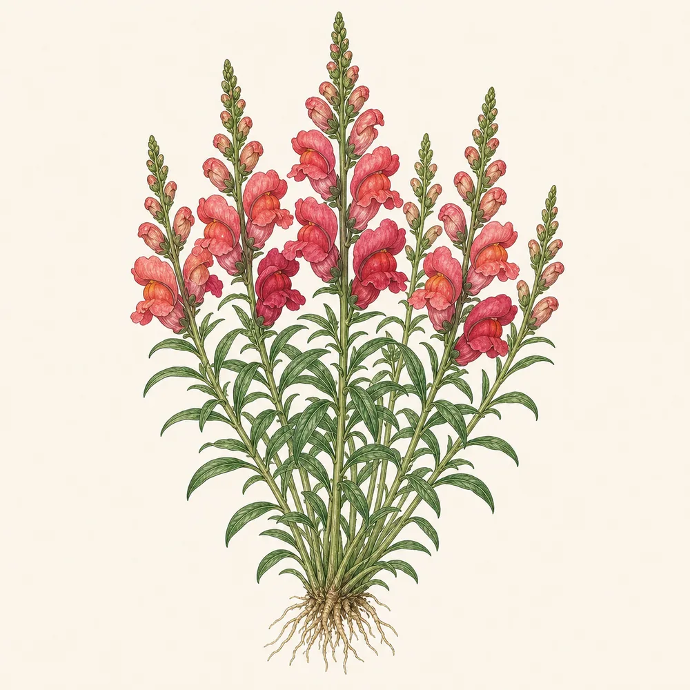 Botanical illustration of Snapdragon