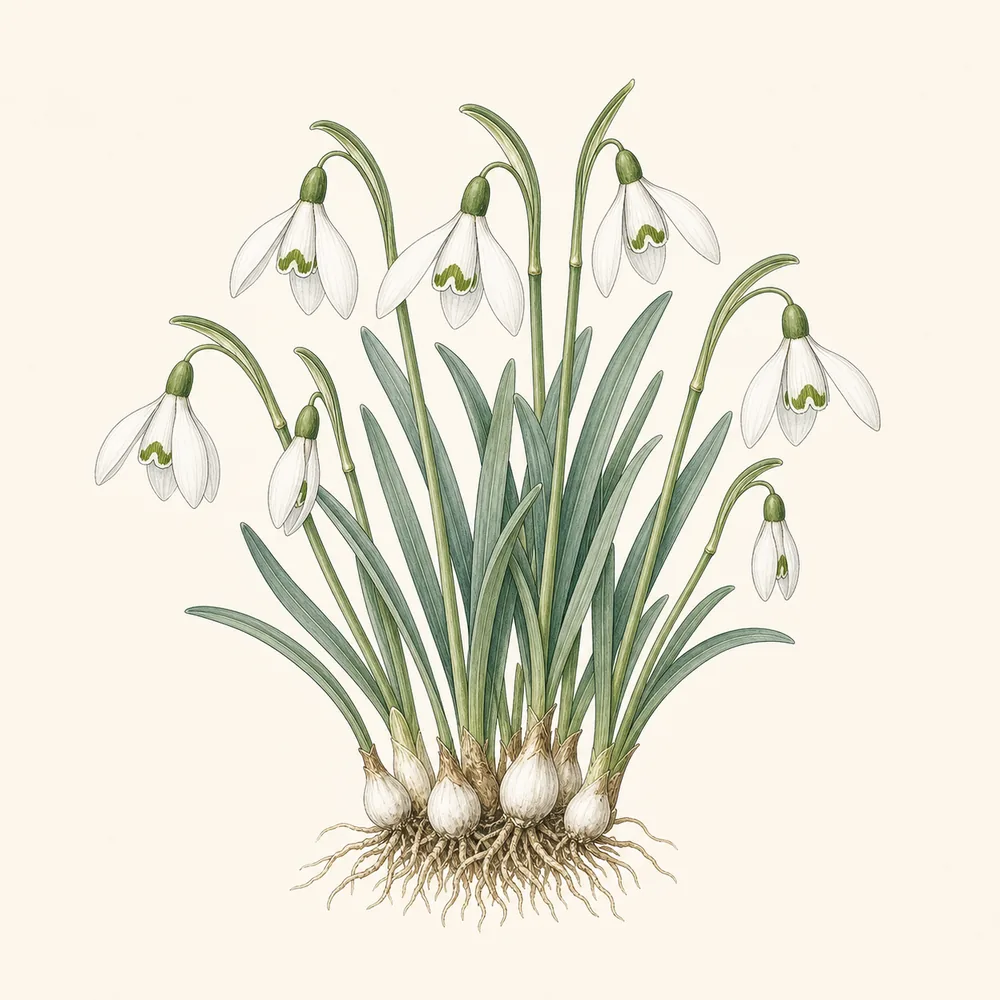Botanical illustration of Snowdrop