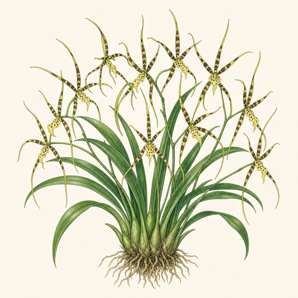 Botanical illustration of Spider Orchid