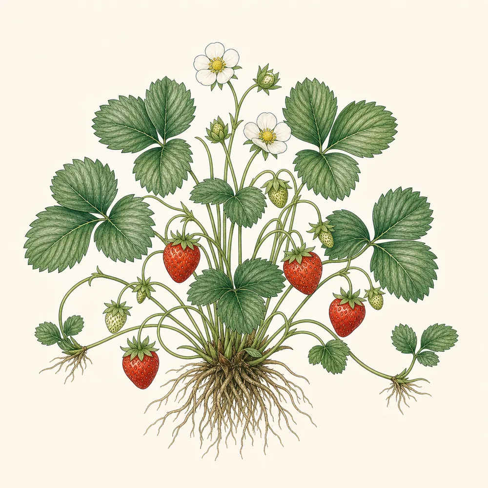 Botanical illustration of Strawberry