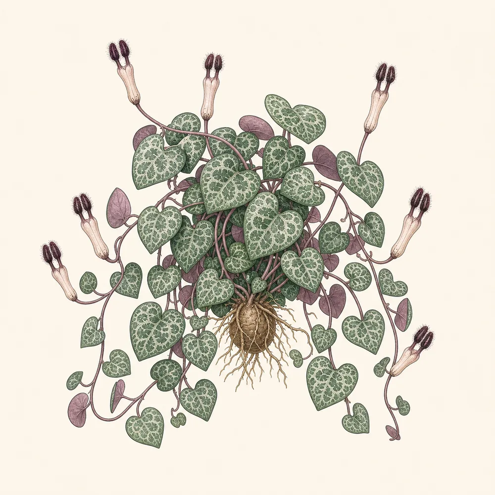 Botanical illustration of String of Hearts