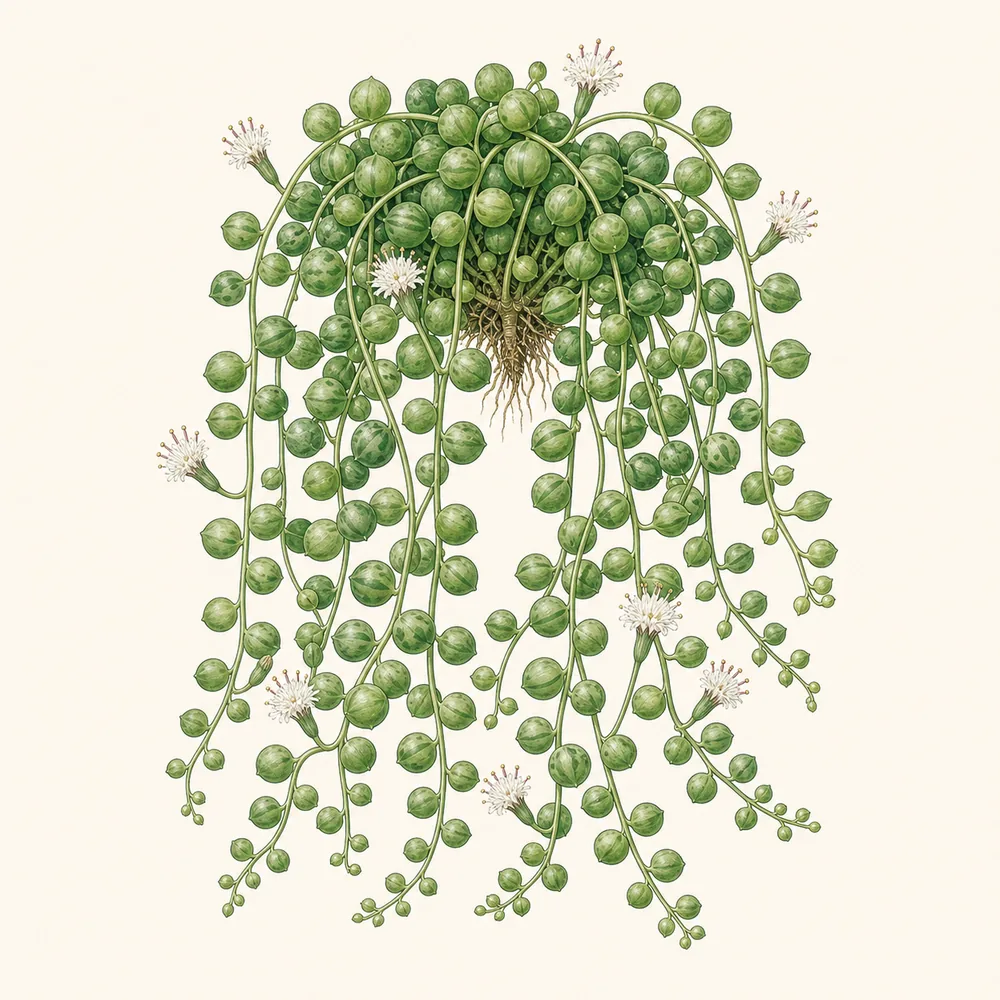 Botanical illustration of String of Pearls