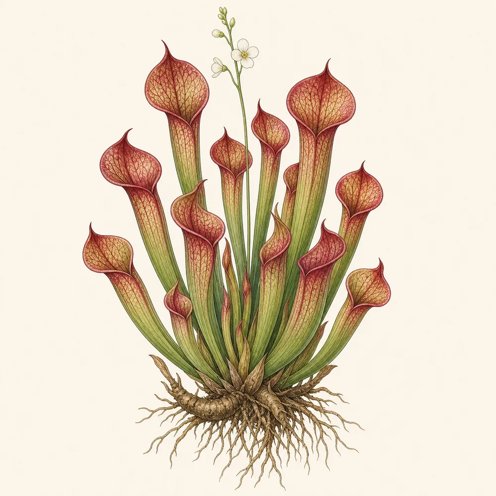 Botanical illustration of Sun Pitcher