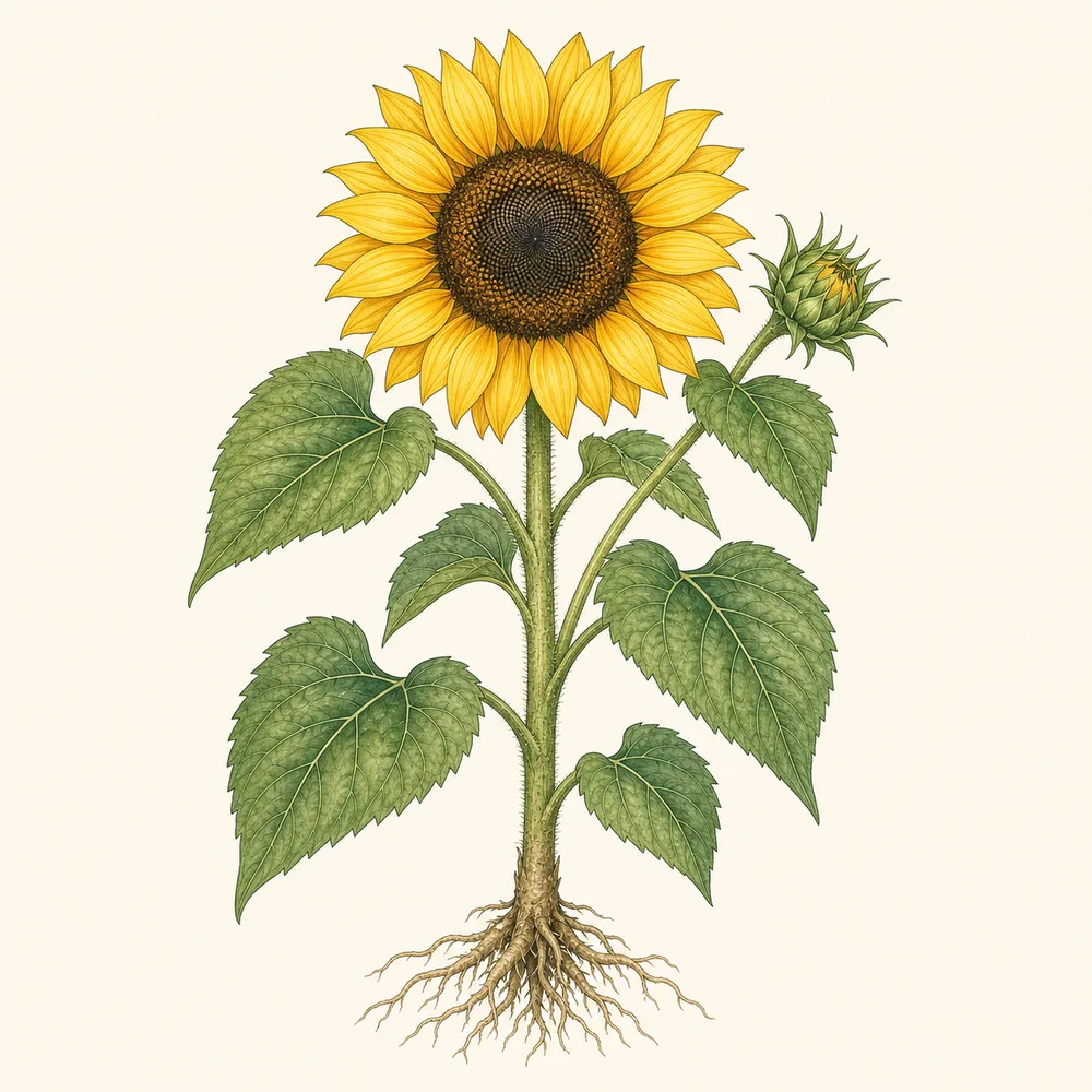Botanical illustration of Sunflower