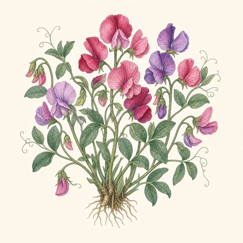 Botanical illustration of Sweet Pea