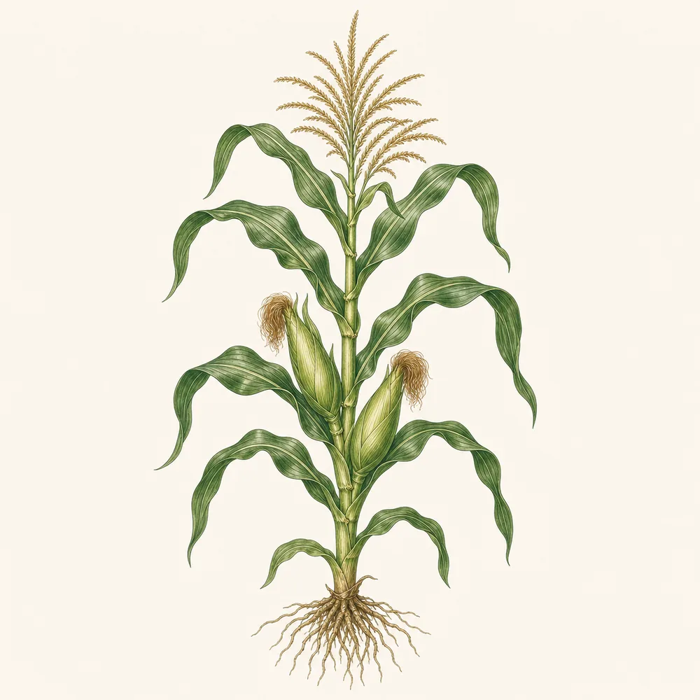 Botanical illustration of Sweetcorn