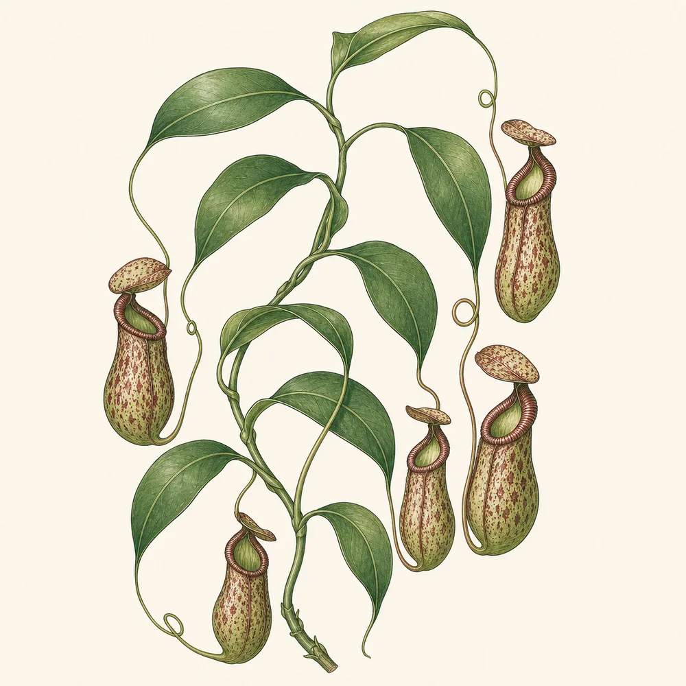 Botanical illustration of Tropical Pitcher Plant