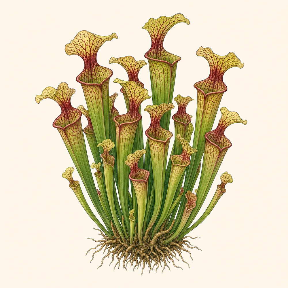 Botanical illustration of Trumpet Pitcher