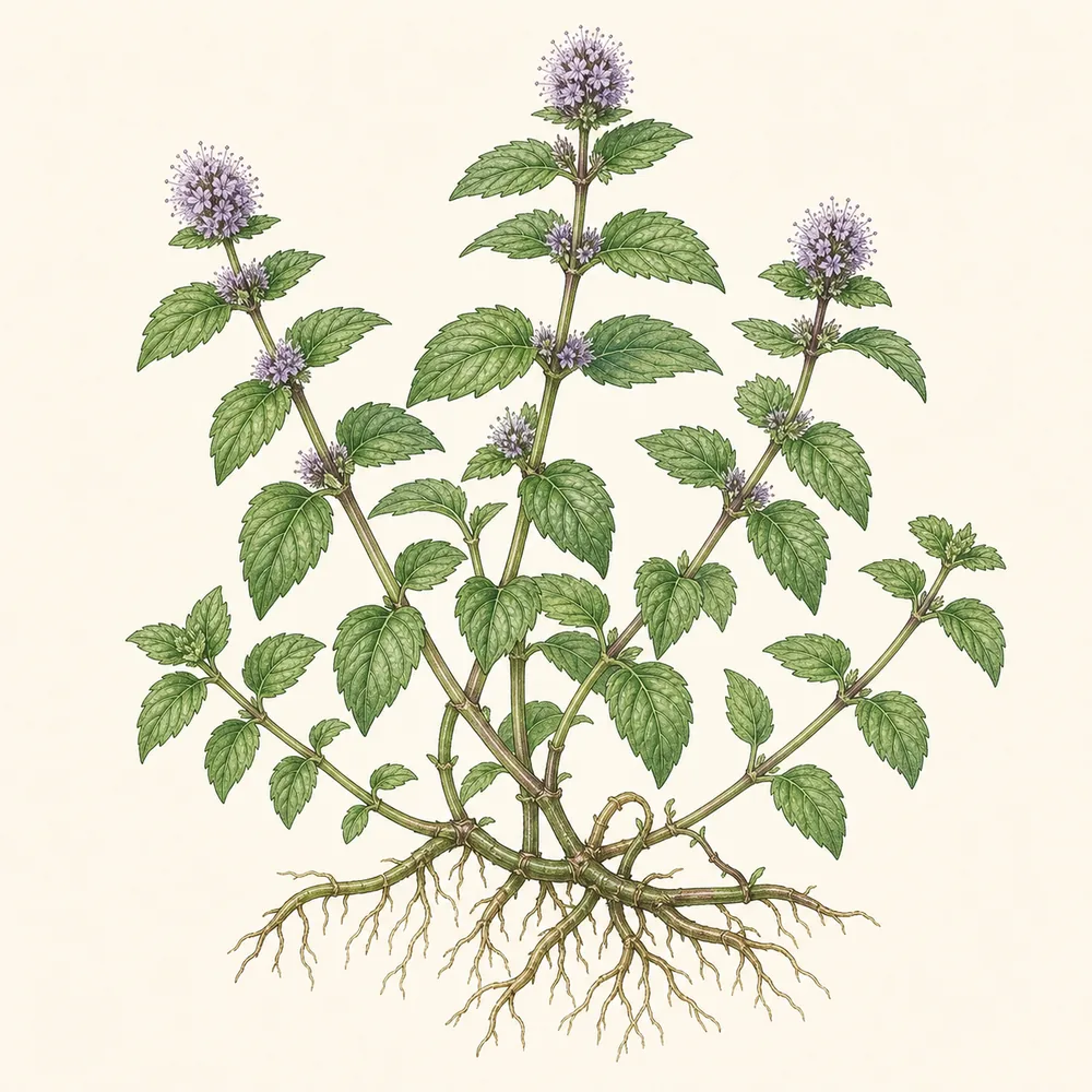 Botanical illustration of Water Mint