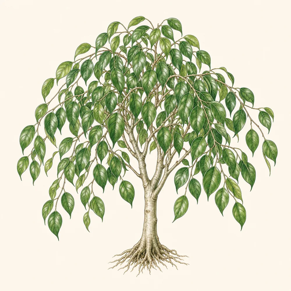Botanical illustration of Weeping Fig