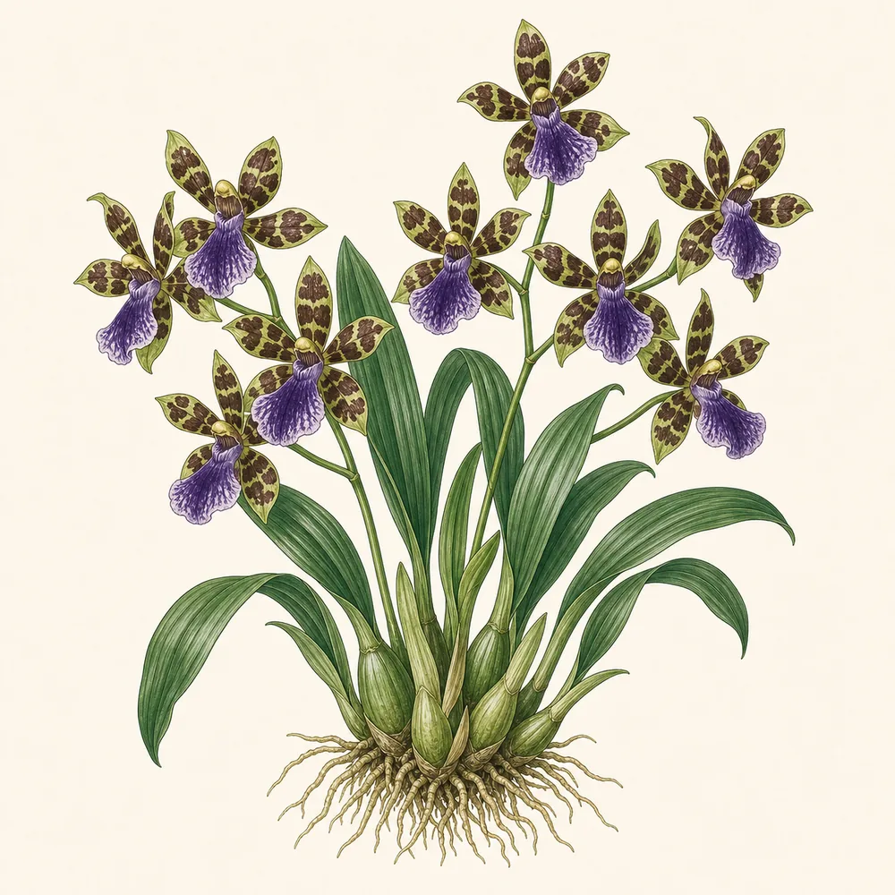 Botanical illustration of Zygopetalum Orchid