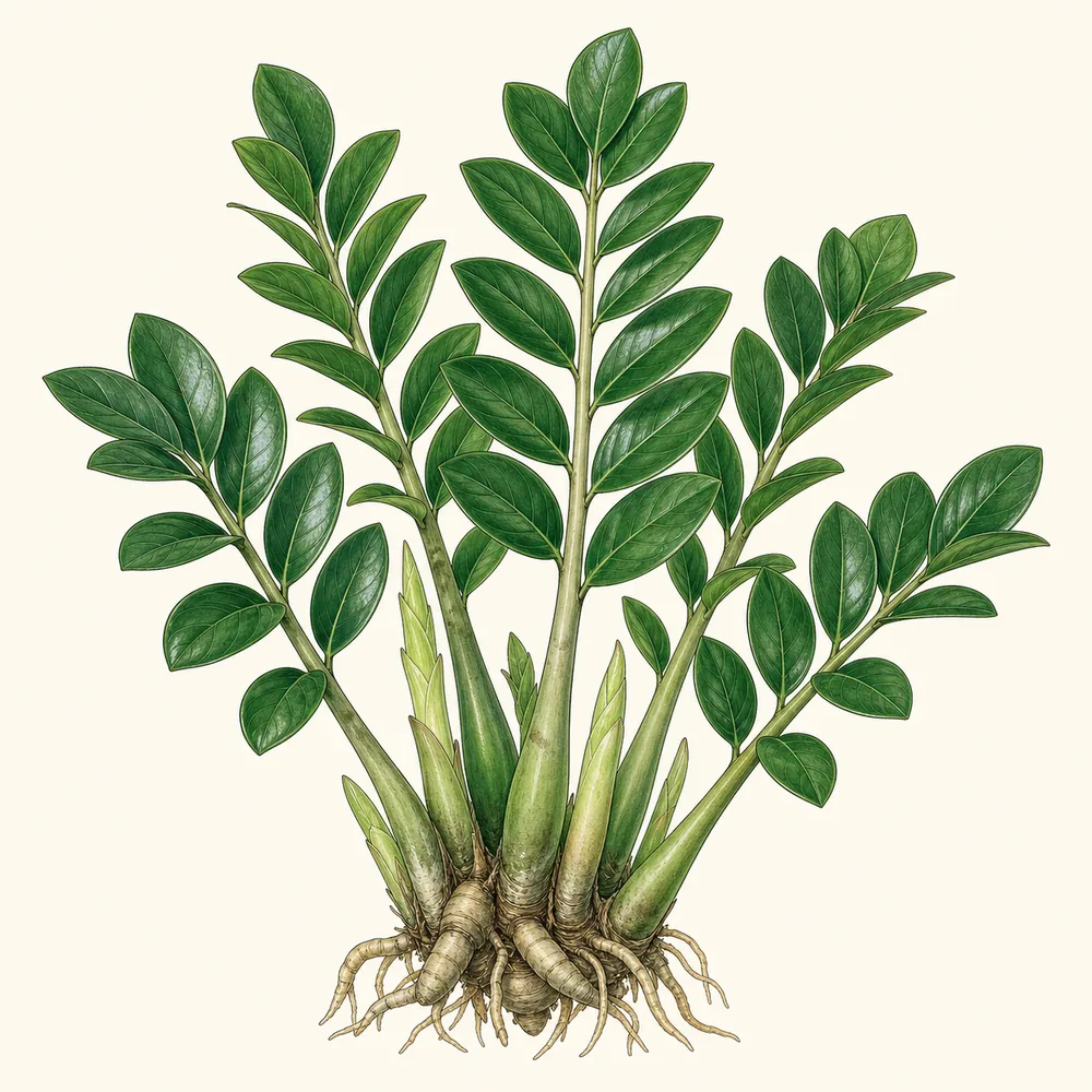 Botanical illustration of ZZ Plant